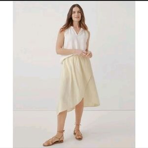 Pact Women's Coastal Double Gauze Organic Cotton Wrap Skirt NWT